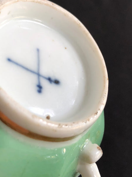 Meissen Porcelain Twin Handled Kakiemon Cup & Saucer 1730, Very Rare