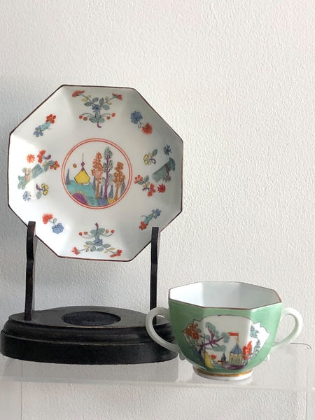 Meissen Porcelain Twin Handled Kakiemon Cup & Saucer 1730, Very Rare