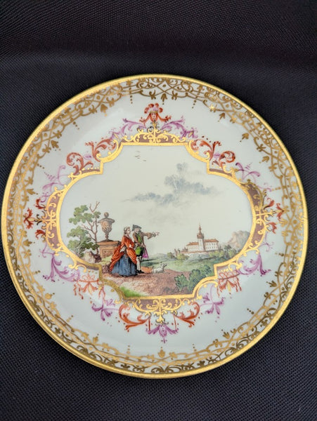 Meissen Porcelain Scenic Saucer with View of Albrectsburg Castle circa 1740, #1