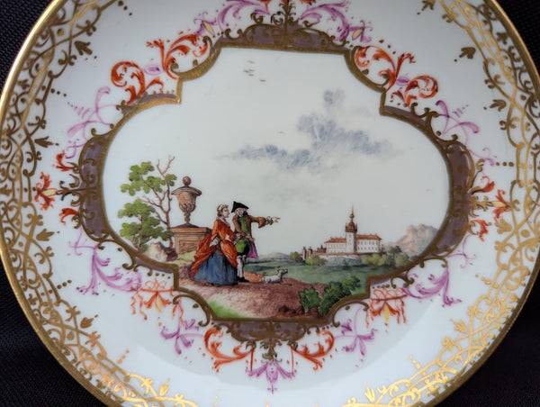 Meissen Porcelain Scenic Saucer with View of Albrectsburg Castle circa 1740, #1