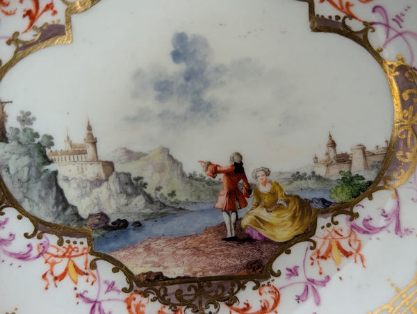Meissen Porcelain Scenic Saucer with View of Albrectsburg Castle circa 1740, #2