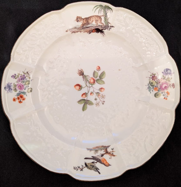 Meissen Porcelain Gotzkowsky Dinner Plate with Leopard Circa 1745