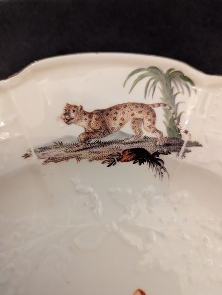 Meissen Porcelain Gotzkowsky Dinner Plate with Leopard Circa 1745