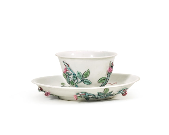 meissen böttger Rosen- Laub Tea Bowl & Saucer 1713-1715