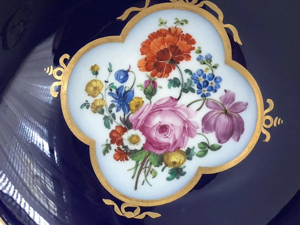 Meissen Porcelain Cobalt Blue Floral Saucer, 18th C