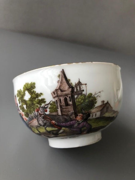 Meissen Porcelain Cup & Saucer  with Musical Scene 1740's