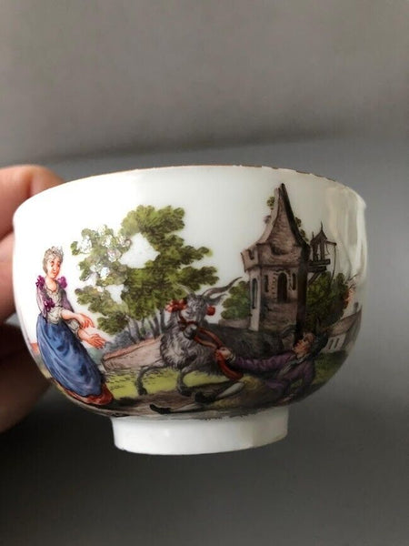 Meissen Porcelain Cup & Saucer  with Musical Scene 1740's