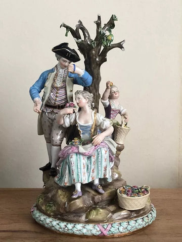 Meissen Porcelain Group of Courting Couple Under the Apple Tree, 19th C