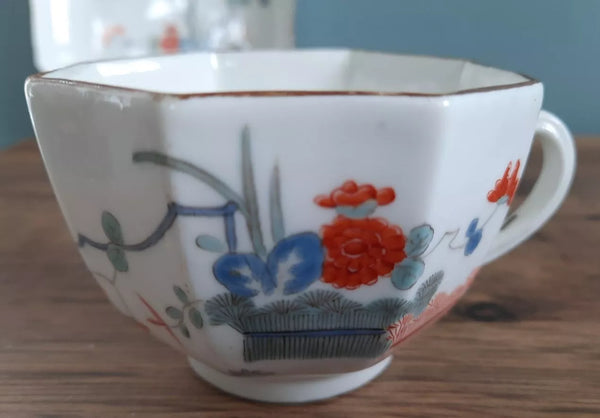 Meissen Octagonal Banded Hedge Pattern Cup & Saucer 1730's (2)