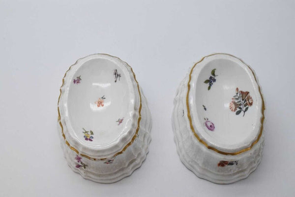 PAIRE DE SELS DE TRANCHÉE À TISSAGE DE PANIER MEISSEN 1740-1750 