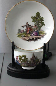 Meissen Porcelain Cup & Saucer  with Musical Scene 1740's