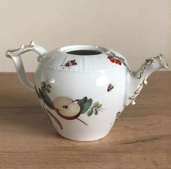 Meissen Porcelain Fruit, & Bugs Teapot 1740