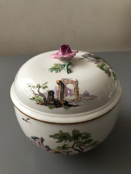 Hochst Porcelain Scenic Sugar Pot 1760