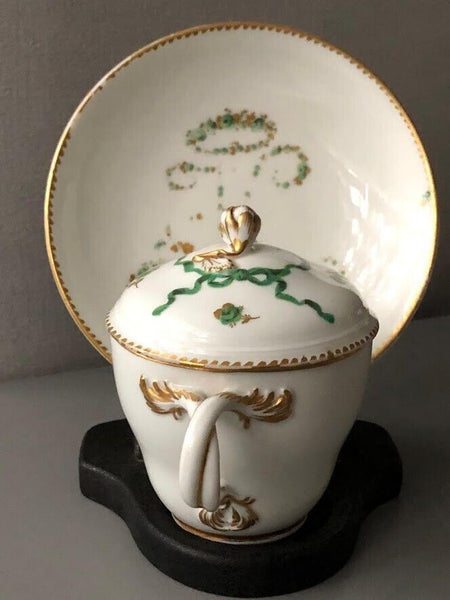 Meissen Porcelain Lidded Cup & Saucer, Marcolini Period, 1774 -1814 #2