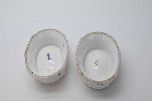 PAIR OF MEISSEN BASKET WEAVE TRENCHER SALTS 1740-1750