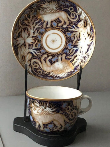New Hall Porcelain Mythical Beast Cup & Saucer, 1781 - 1835