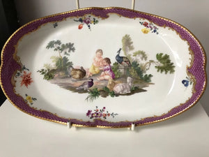 Meissen Porcelain Tray with Putti, Birds & Goat 18th C