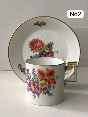 Meissen Porcelain Marcolini Period Floral Coffee Can & Saucer 1774-1814 #2