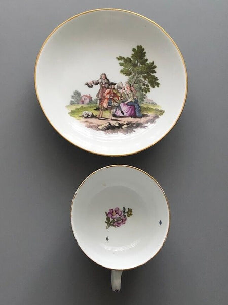 Meissen Porcelain Cup & Saucer  with Musical Scene 1740's