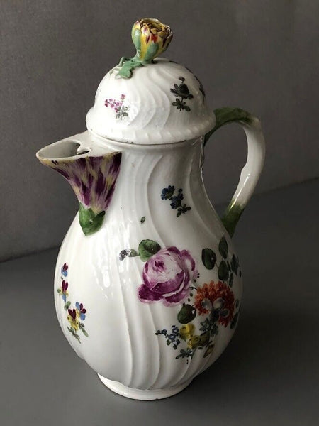 Meissen Porcelain Floral Fluted Coffee Pot 1740-1750