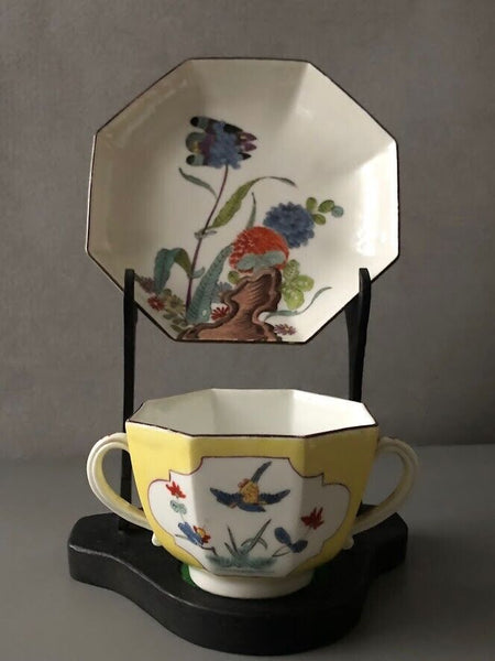 Meissen Octagonal Double Handled Cup & Saucer 1730's