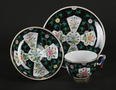Trio de motifs Siang Noir en porcelaine Herend