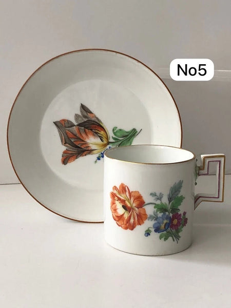 Meissen Porcelain Marcolini Period Floral Coffee Can & Saucer 1774-1814 #5