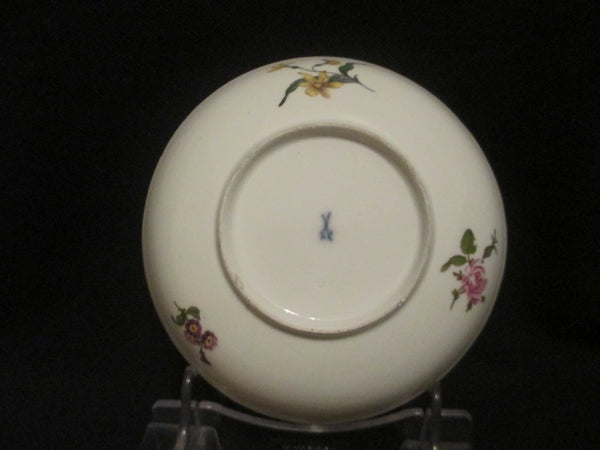 Meissen Porcelain Scenic Saucer of Dames (underside with Painted Flowers) 1740