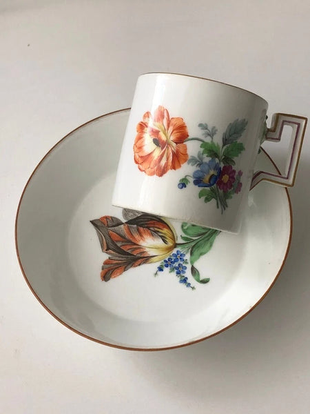 Meissen Porcelain Marcolini Period Floral Coffee Can & Saucer 1774-1814 #5