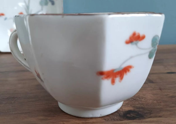 Meissen Octagonal Banded Hedge Pattern Cup & Saucer 1730's (2)