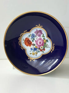 Meissen Porcelain Cobalt Blue Floral Saucer, 18th C