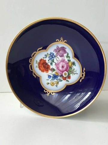 Meissen Porcelain Cobalt Blue Floral Saucer, 18th C