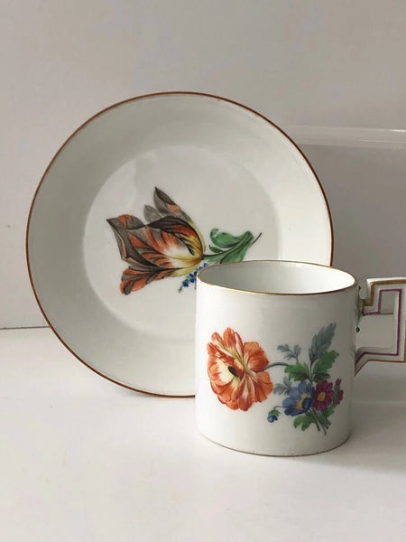 Meissen Porcelain Marcolini Period Floral Coffee Can & Saucer 1774-1814 #5