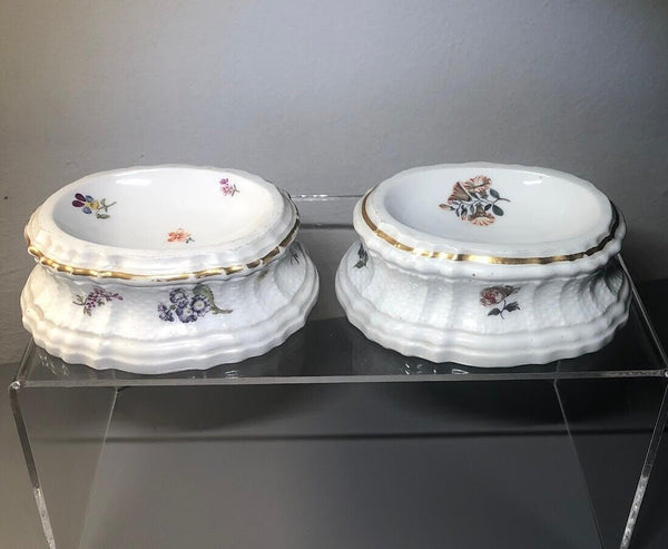 PAAR MEISSEN KORBGEWEBE TRENCHER-SALZE 1740-1750 