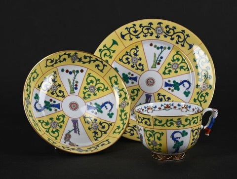 Trio de motifs Siang Jaune en porcelaine Herend
