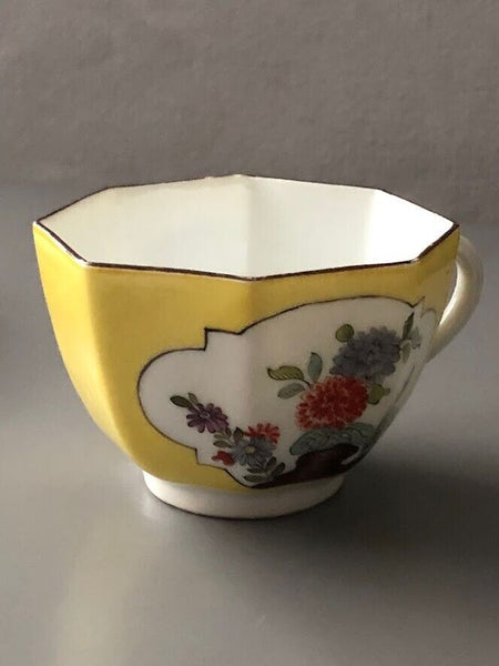 Meissen Octagonal Yellow Ground Cup & Saucer 1730's