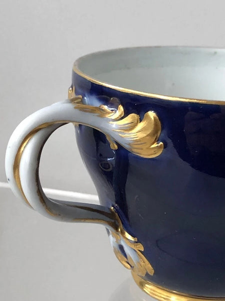 Meissen Porcelain Cobalt Blue Cup with Scene of a Boy by Riverside, 1774