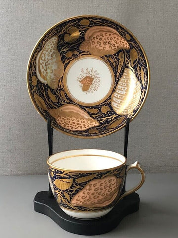 Miles Mason Porcelain Seashell Cup & Saucer, Pattern 743, Circa 1812