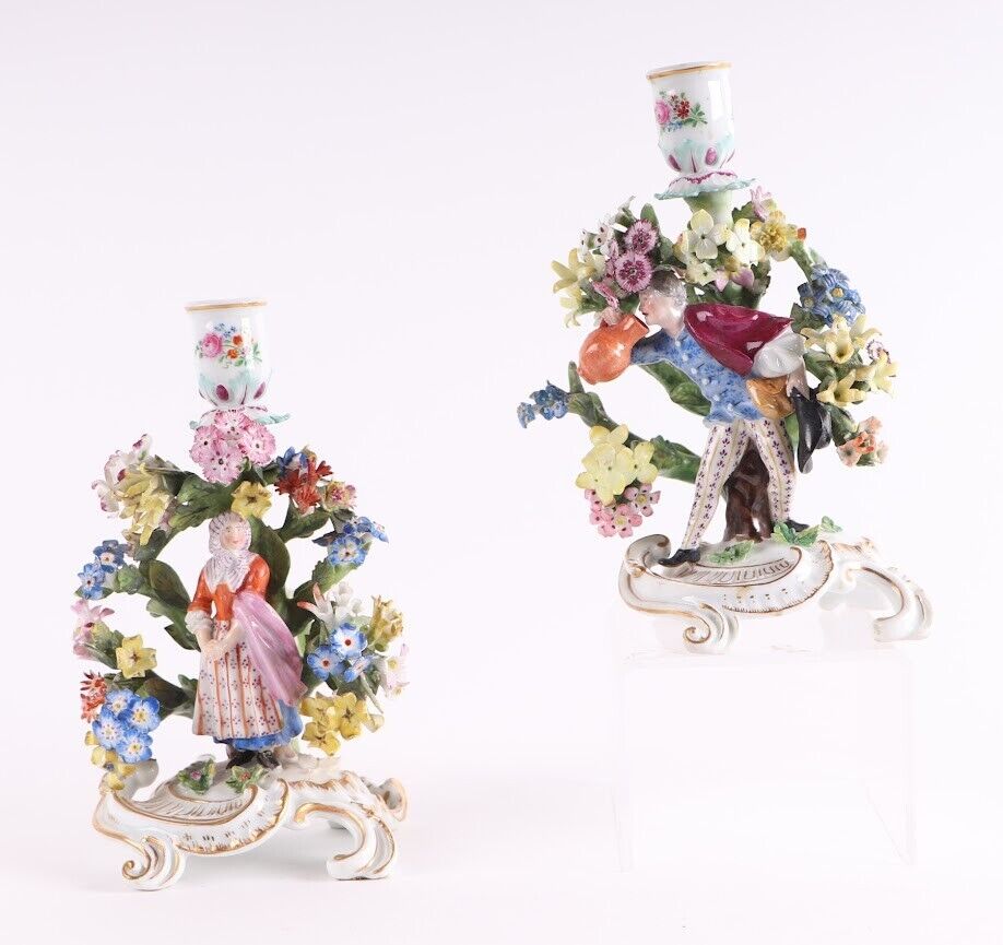 Meissen Porcelain Figural Chambersticks19th C