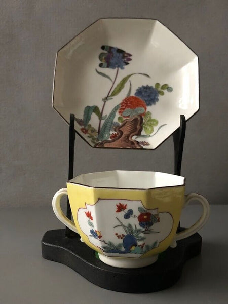 Meissen Octagonal Double Handled Cup & Saucer 1730's