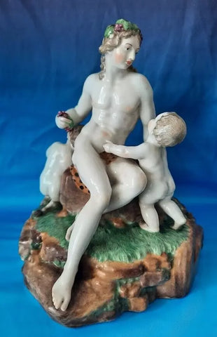Frankenthal Porcelain Nymph with Putti & Faun 1779, CT Mark