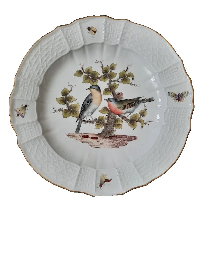 Meissen Porcelain Ornithological Plate with Bugs, 19th C # 1