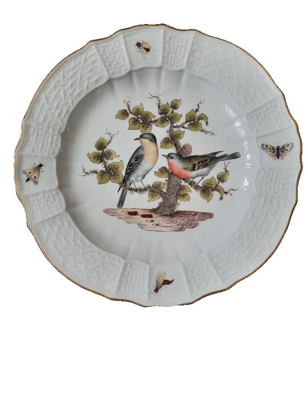 Meissen Porcelain Ornithological Plate with Bugs, 19th C # 1
