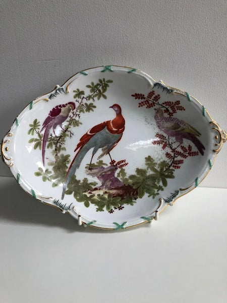 Chelsea Porcelain, Oval Dish with Birds of Paradise, 1765, Gold Anchor