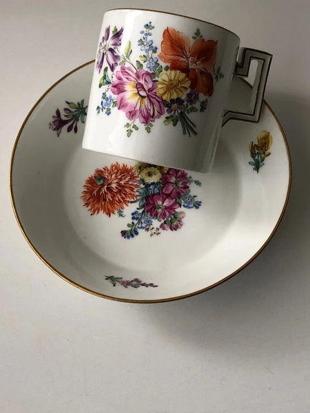 Meissen Porcelain Marcolini Period Floral Coffee Can & Saucer 1774-1814 #2