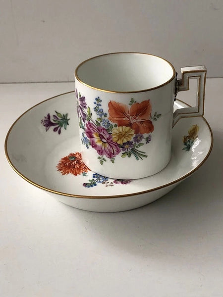 Meissen Porcelain Marcolini Period Floral Coffee Can & Saucer 1774-1814 #2