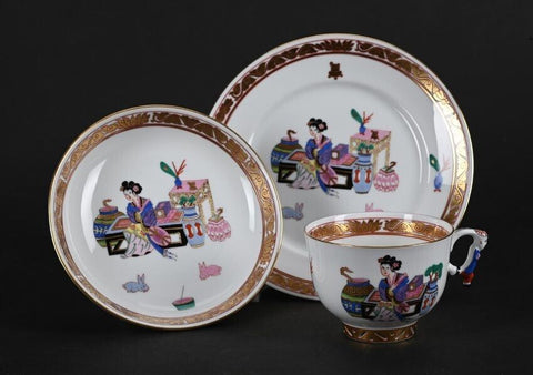 Trio de motifs Ming en porcelaine Herend