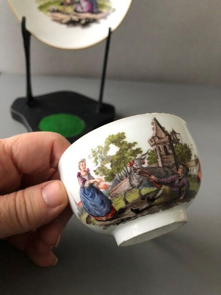 Meissen Porcelain Cup & Saucer  with Musical Scene 1740's