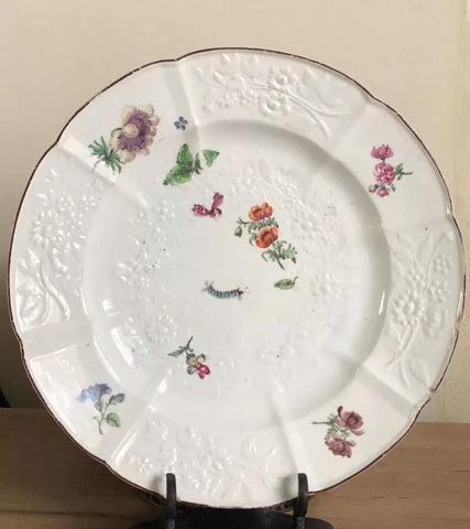 Chelsea Porcelain, Floral Gotskowsky Moulded Plate, 1752-1755
