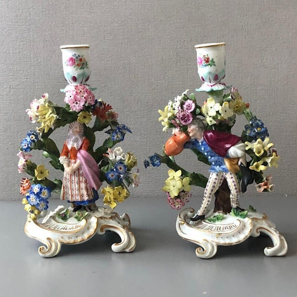 Meissen Porcelain Figural Chambersticks19th C